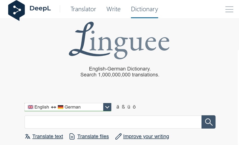Linguee - працює на базі перекладів реальних документів