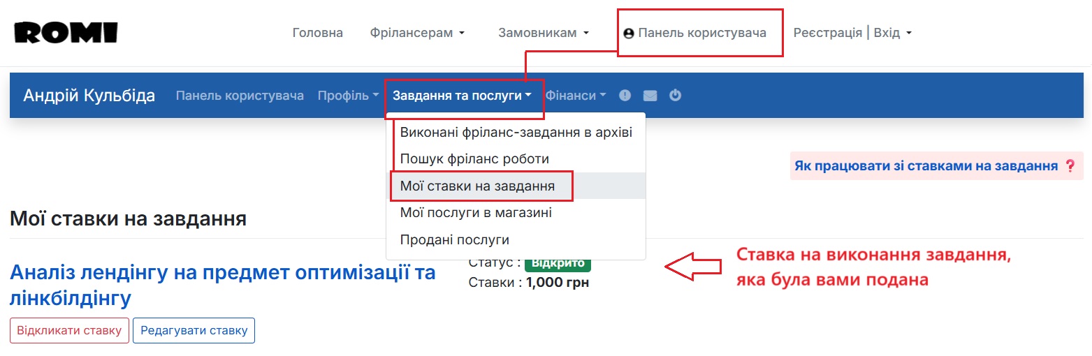 Огляд ставки на виконання завдання