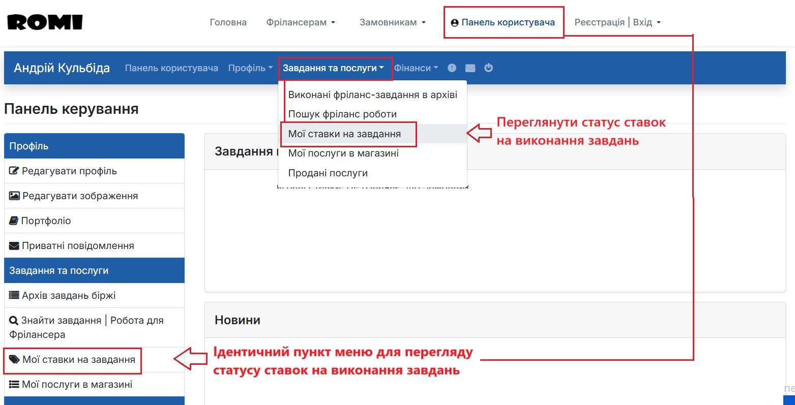 Крок 5. Огляд поданої Вами ставки на виконання завдання